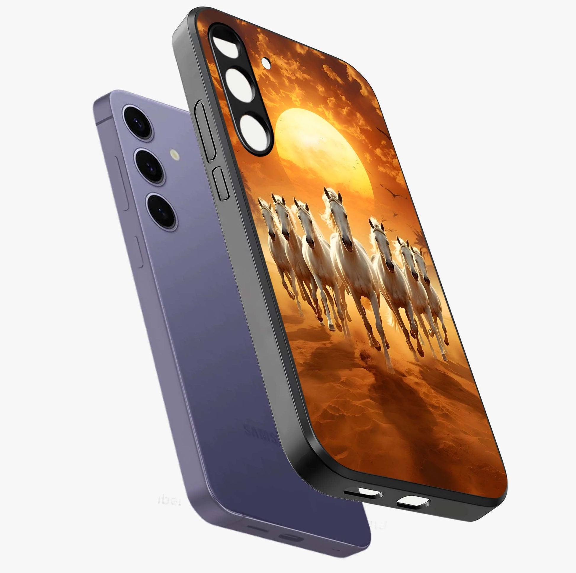 Wild Sunset Majesty Glass Case displayed in angled mockup highlighting vibrant sunset sky design with scenic aesthetic.