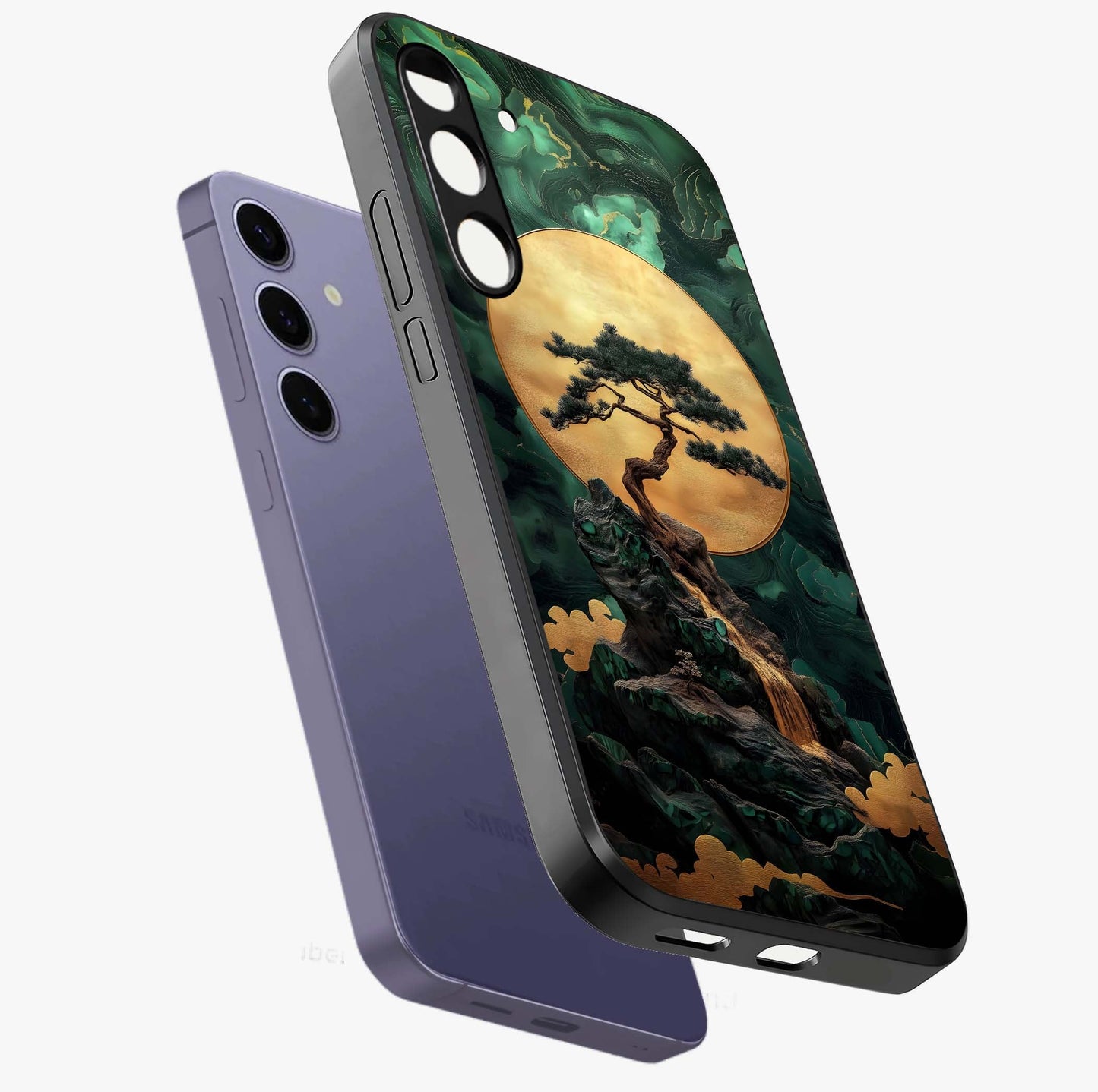 Zen Moon Rise Glass Case displayed in angled mockup highlighting peaceful lunar design with zen aesthetic style.