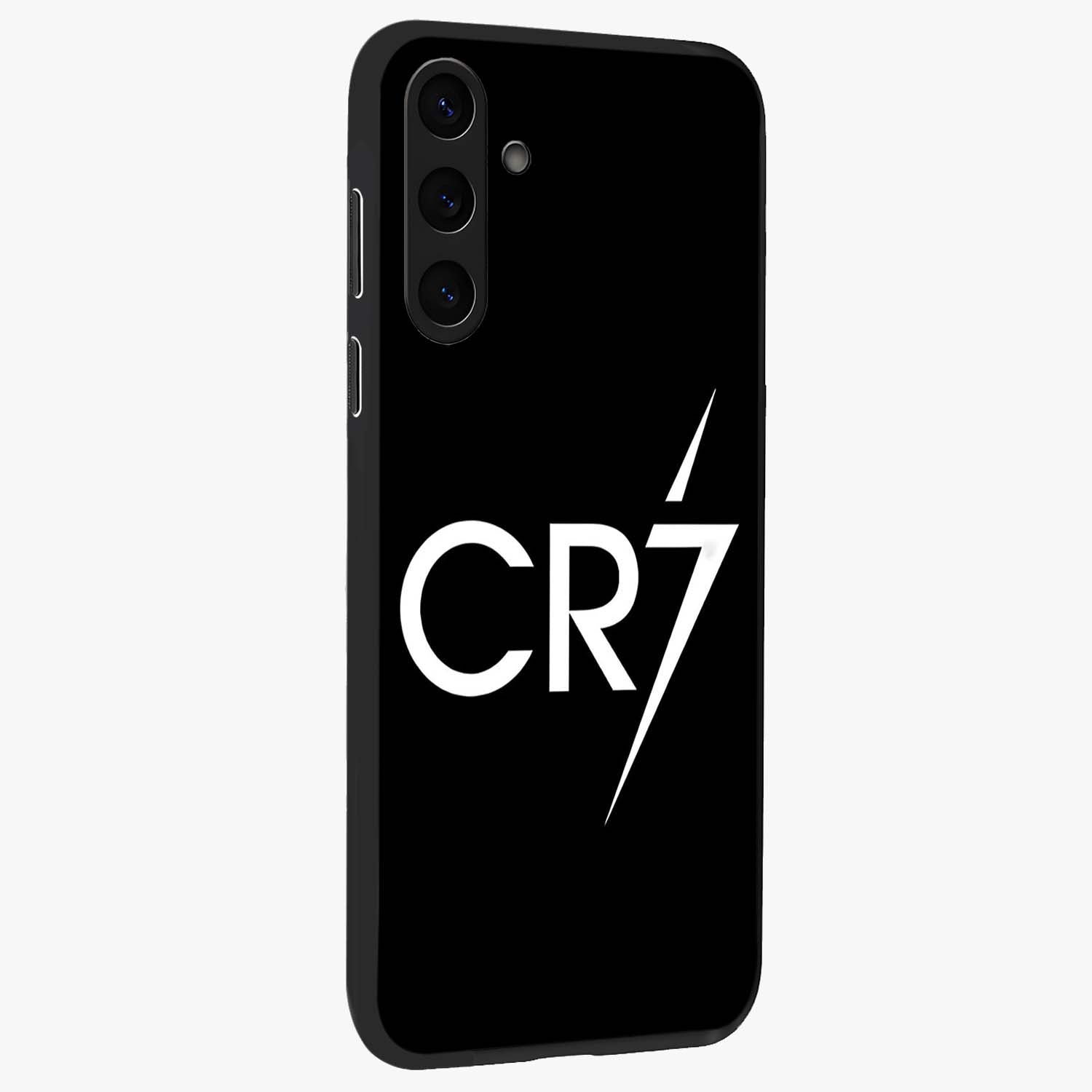 Cr7 Elite Strike Glass Case upright view showcasing energetic football inspired design with modern sports aesthetic.