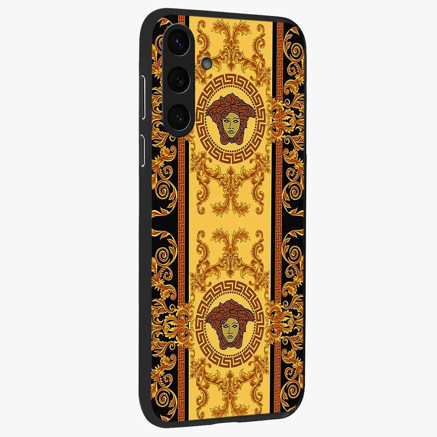 Golden Lotus Glow Glass Case upright view showcasing luminous lotus artwork with peaceful divine theme.