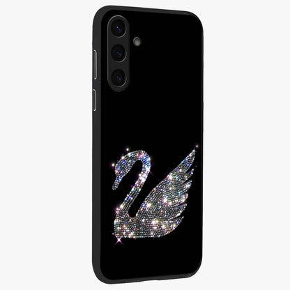 Starlit Swan Grace Glass Case upright view showcasing beautiful swan artwork with peaceful night themed design.