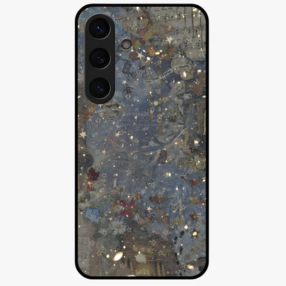 Aesthetic Astrolophia Glass Case showing flat back view with dreamy aesthetic design and glossy glass finish.