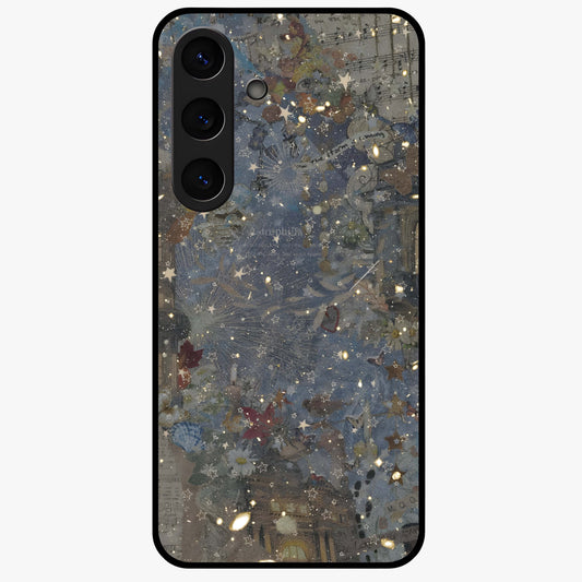Aesthetic Astrolophia Glass Case showing flat back view with dreamy aesthetic design and glossy glass finish.