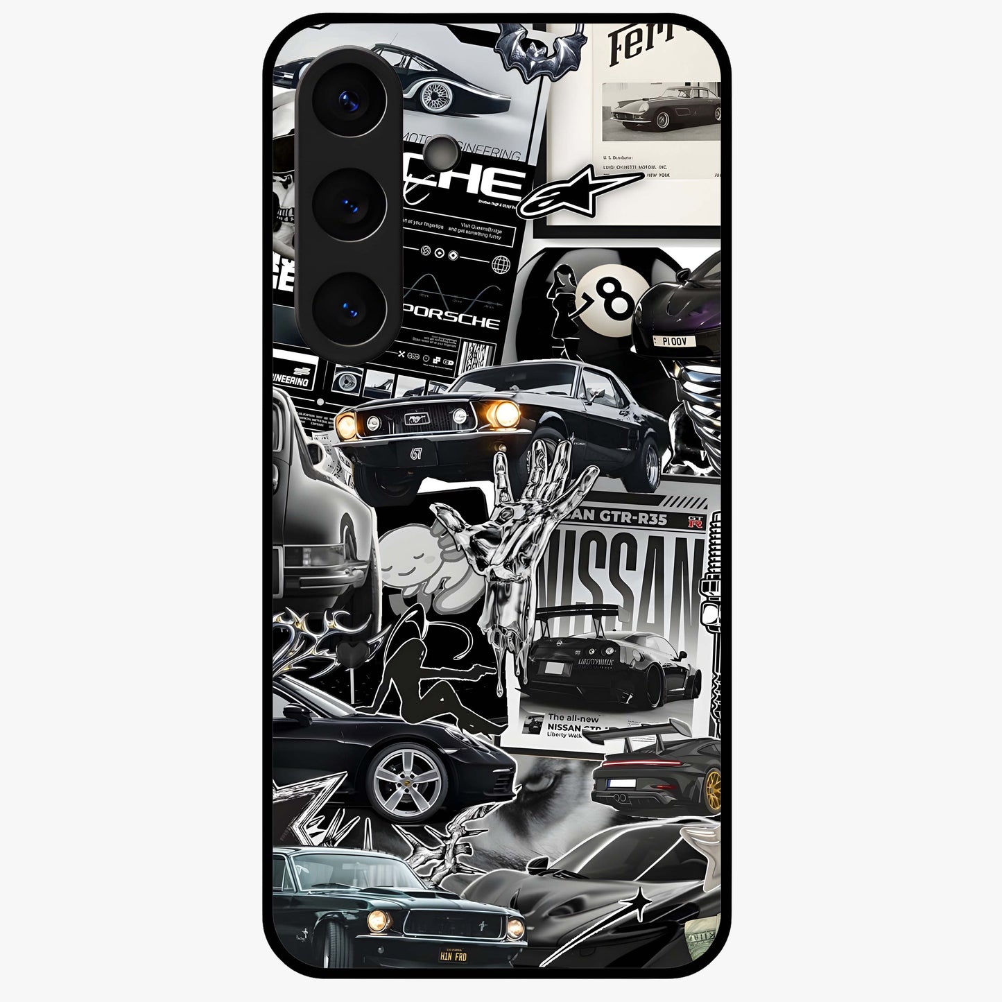 Aesthetic Dark Love Glass Case showing flat back view with dark romantic artwork and glossy glass finish.