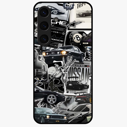 Aesthetic Dark Love Glass Case showing flat back view with dark romantic artwork and glossy glass finish.