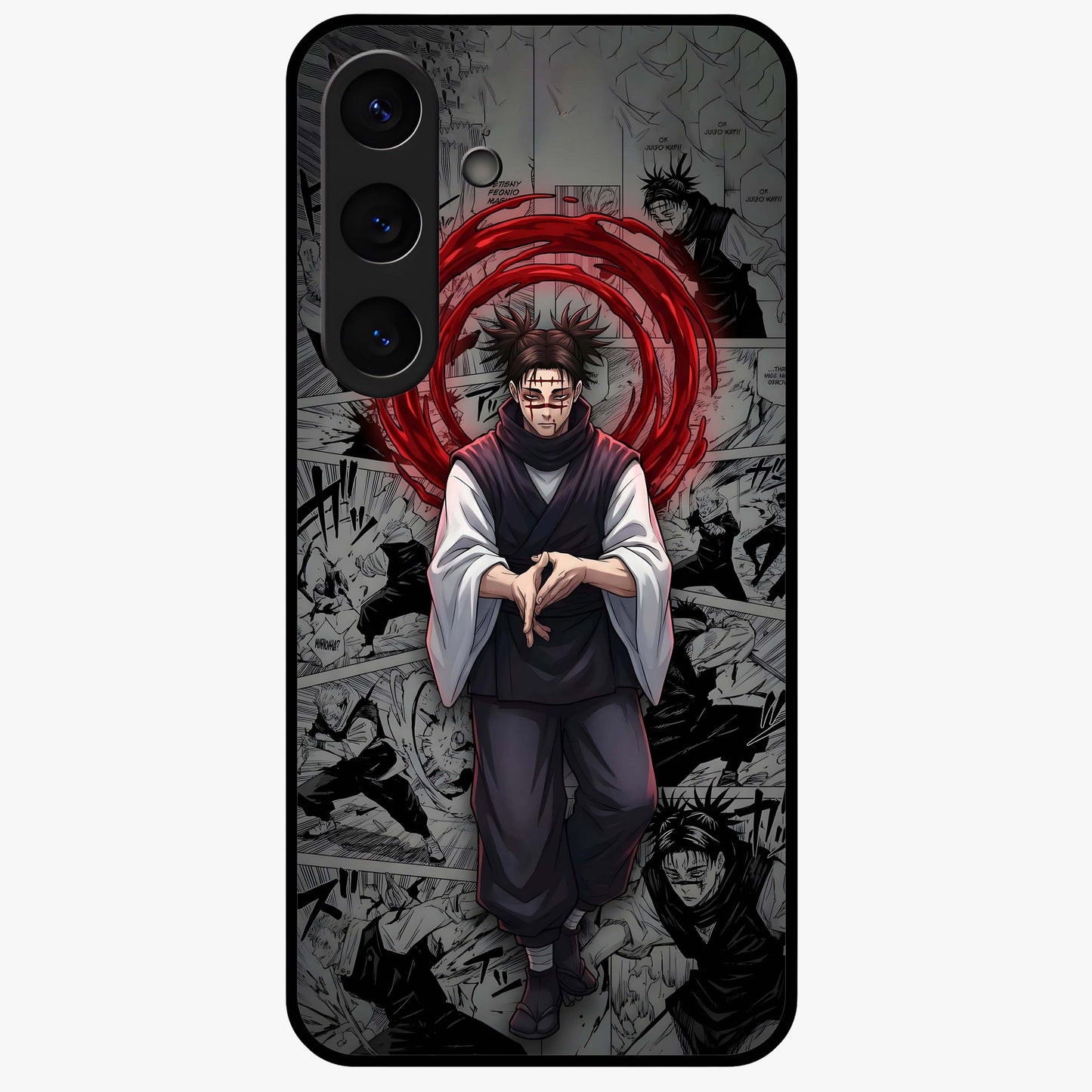 Cursed Ritual Ascension Glass Case showing flat back view with dark ritual themed artwork and glossy glass finish.