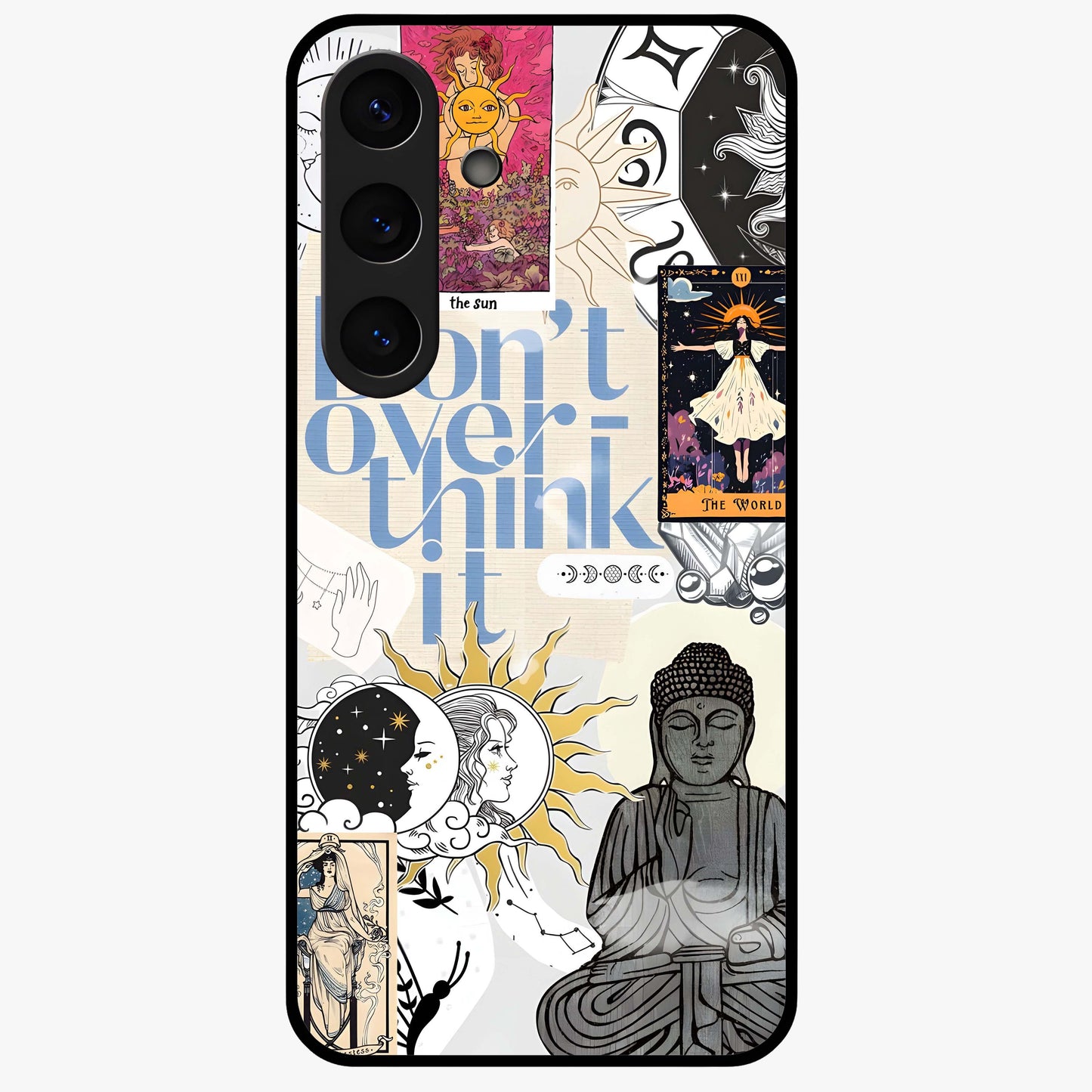 Ethereal Thoughts Glass Case showing flat back view with dreamy artistic artwork and glossy glass finish.