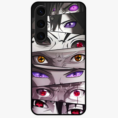 Eyes of Destiny Glass Case showing flat back view with striking eye themed artwork and glossy glass finish.