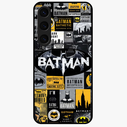 Knight Gotham Rise Glass Case showing flat back view with dark hero inspired artwork and glossy glass finish.