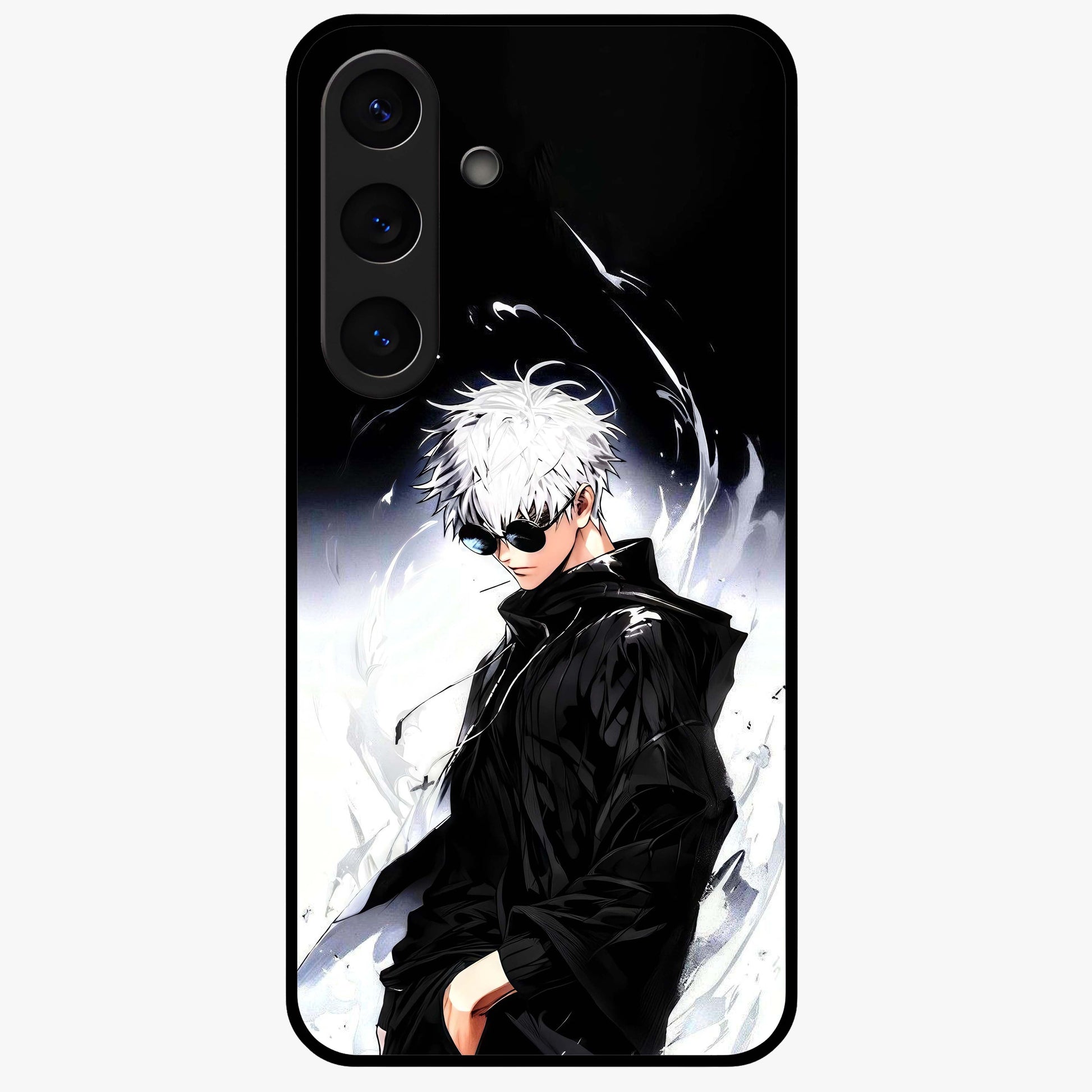 Limitless Shadow King Glass Case showing flat back view with powerful shadow warrior artwork and glossy glass finish.