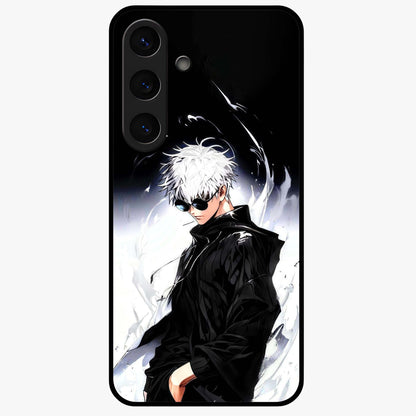 Limitless Shadow King Glass Case showing flat back view with powerful shadow warrior artwork and glossy glass finish.