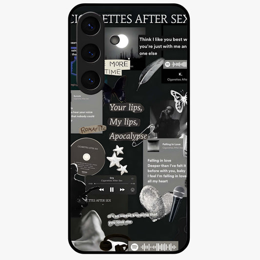 Midnight Love Echo Glass Case showing flat back view with romantic midnight themed artwork and glossy glass finish.