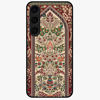 Persian Inspired Glass Case showing flat back view with ornate Persian style pattern artwork and glossy glass finish.