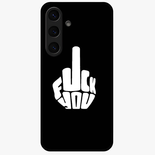 Rebel Mode On Glass Case showing flat back view with bold rebellious typography artwork and glossy glass finish.