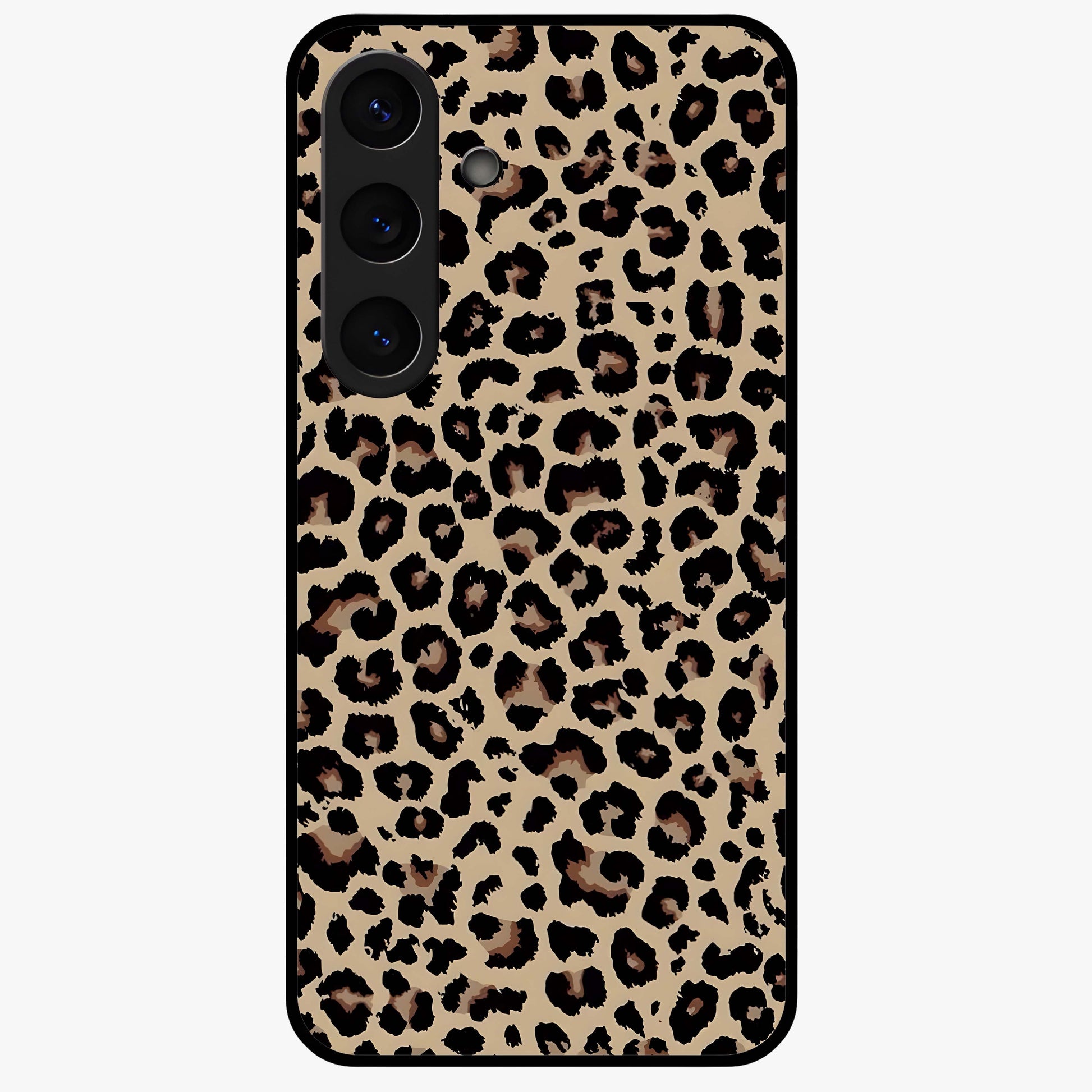 Savage Chic Pattern Glass Case showing flat back view with stylish patterned artwork and glossy glass finish.