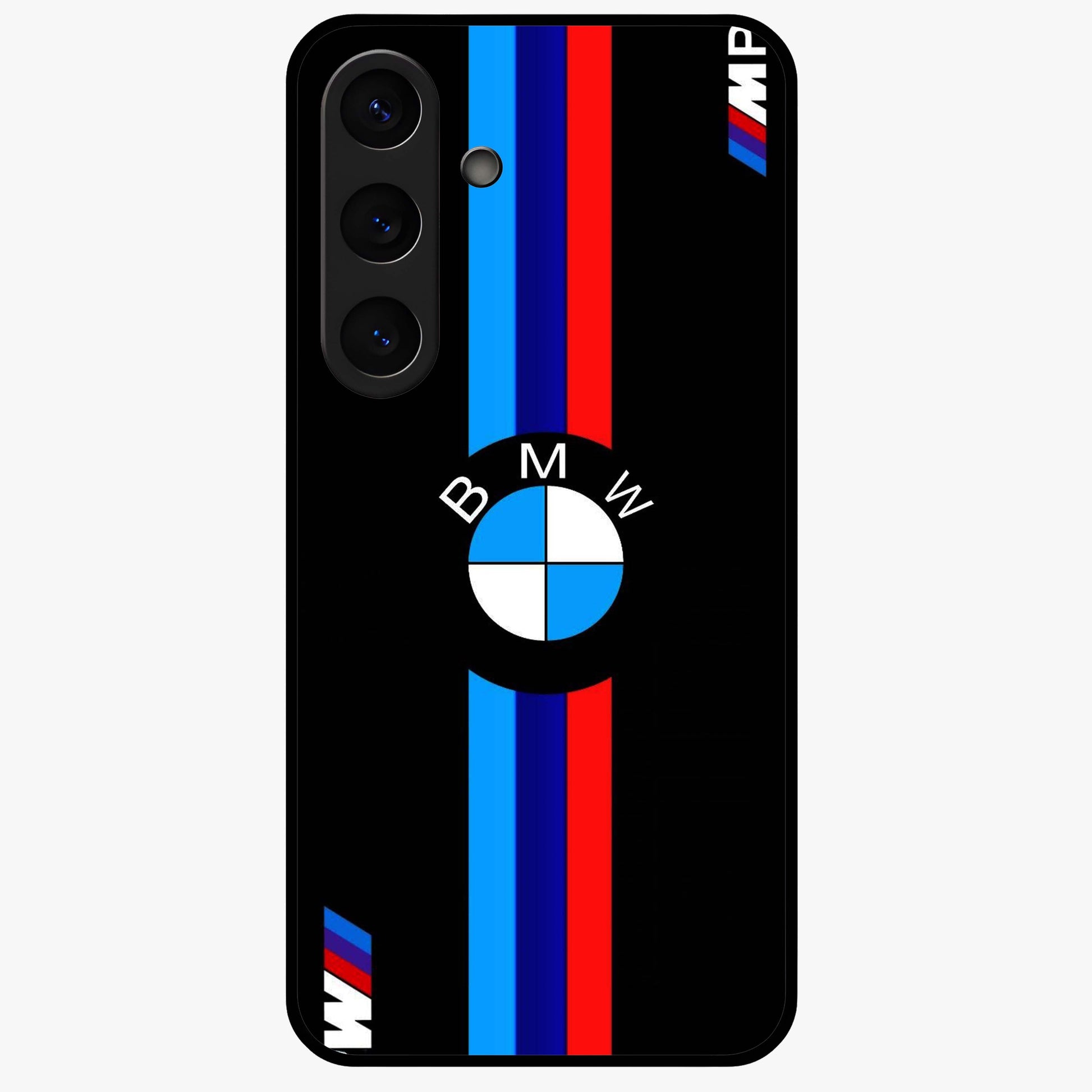 Turbo BMW Beast Glass Case showing flat back view with high performance sports car artwork and glossy glass finish.