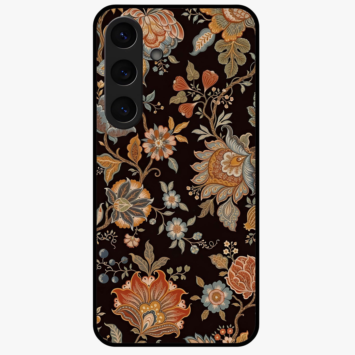 Vintage Floral Dream Glass Case showing flat back view with classic floral artwork and glossy glass finish.
