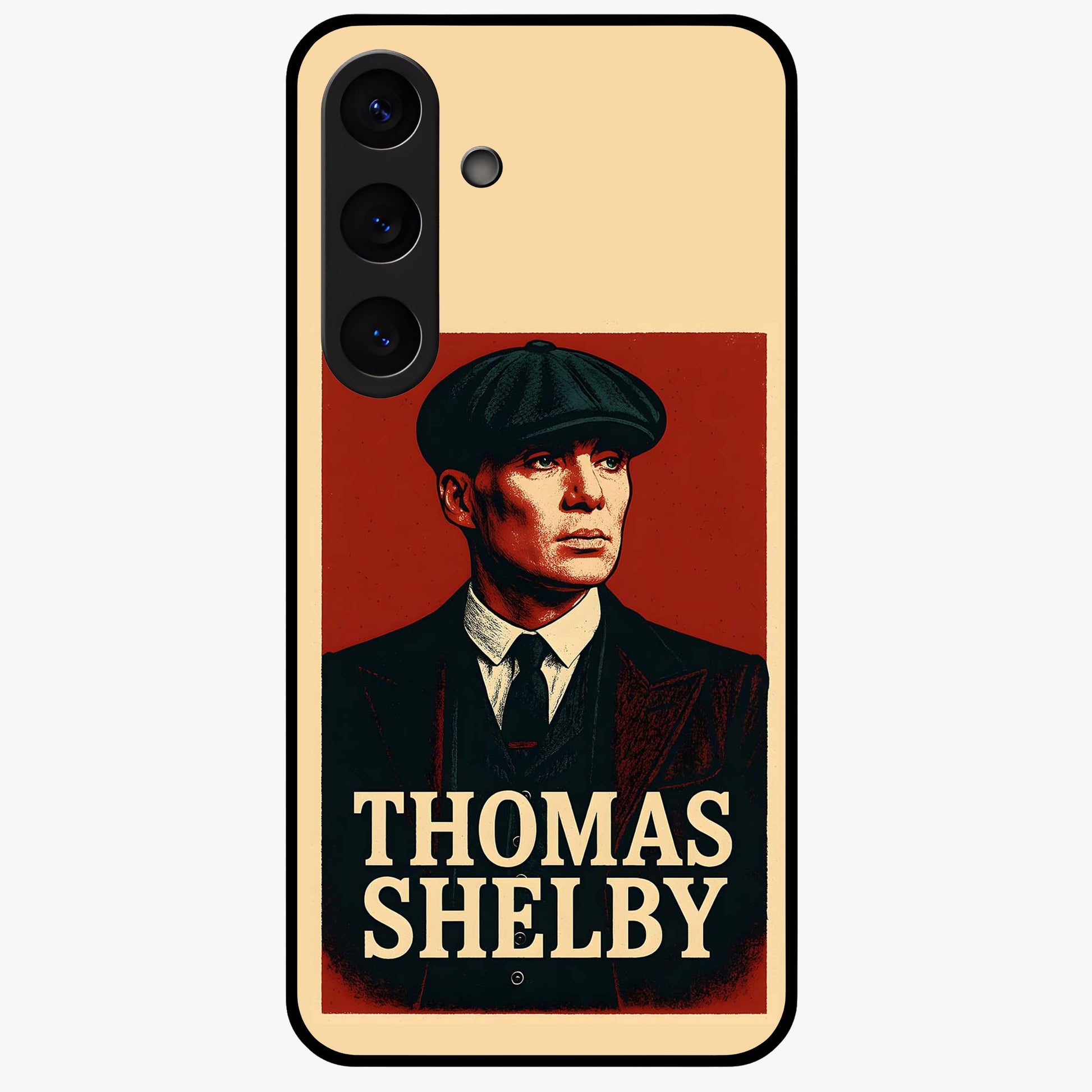 Vintage Mafia Authority Glass Case showing flat back view with bold vintage mafia inspired artwork and glossy glass finish.