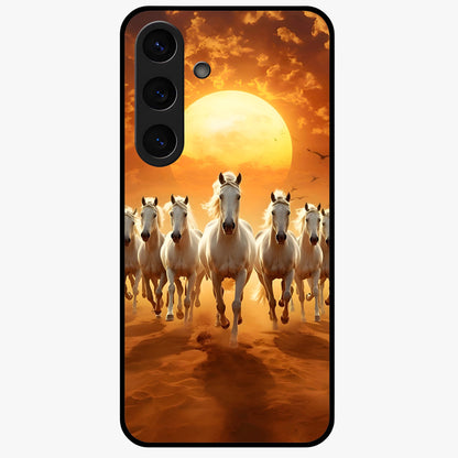 Wild Sunset Majesty Glass Case showing flat back view with majestic sunset landscape artwork and glossy glass finish.