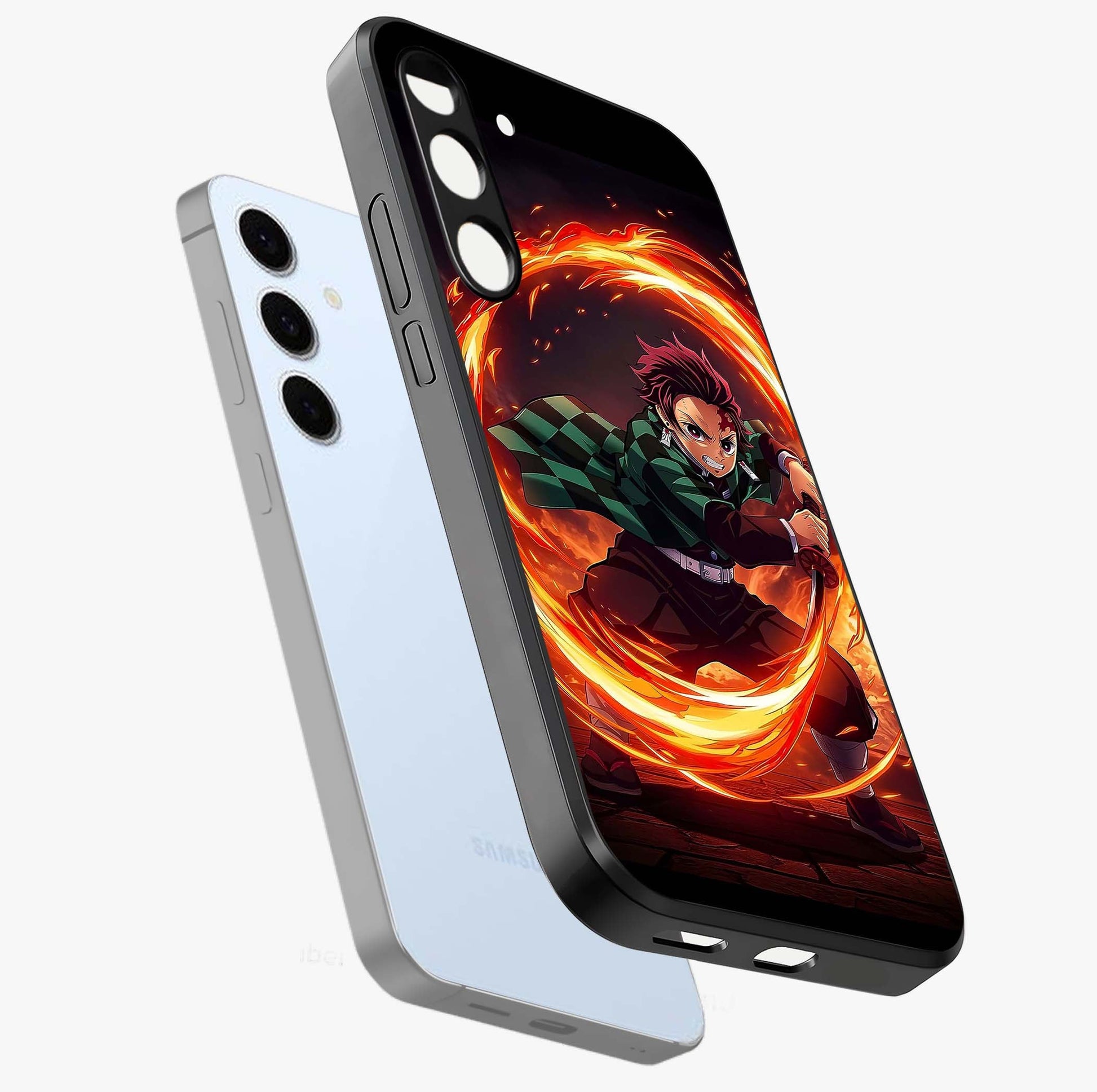 Blazing Sword Resolve Glass Case displayed in angled mockup highlighting powerful sword illustration and bold fantasy theme.