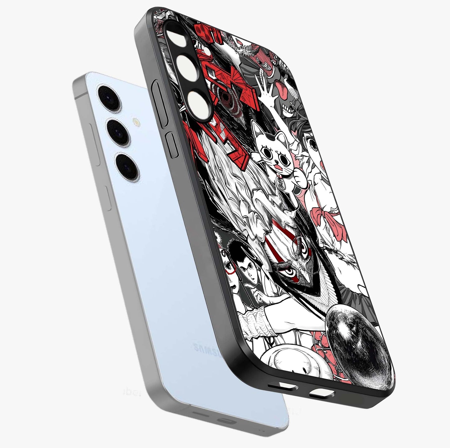 Crimson Chaos Panel Glass Case displayed in angled mockup highlighting chaotic panel style design with modern graphic theme.