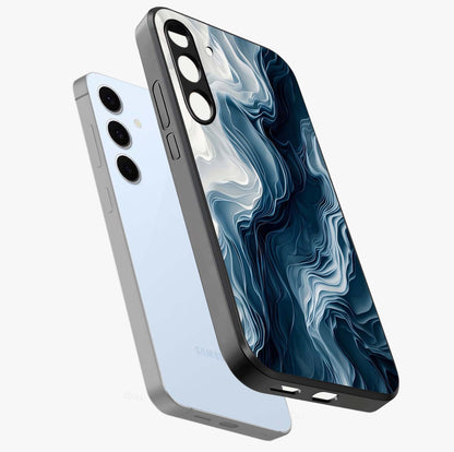 Ethereal Paper Marble Glass Case displayed in angled mockup highlighting elegant marble pattern with modern aesthetic style.