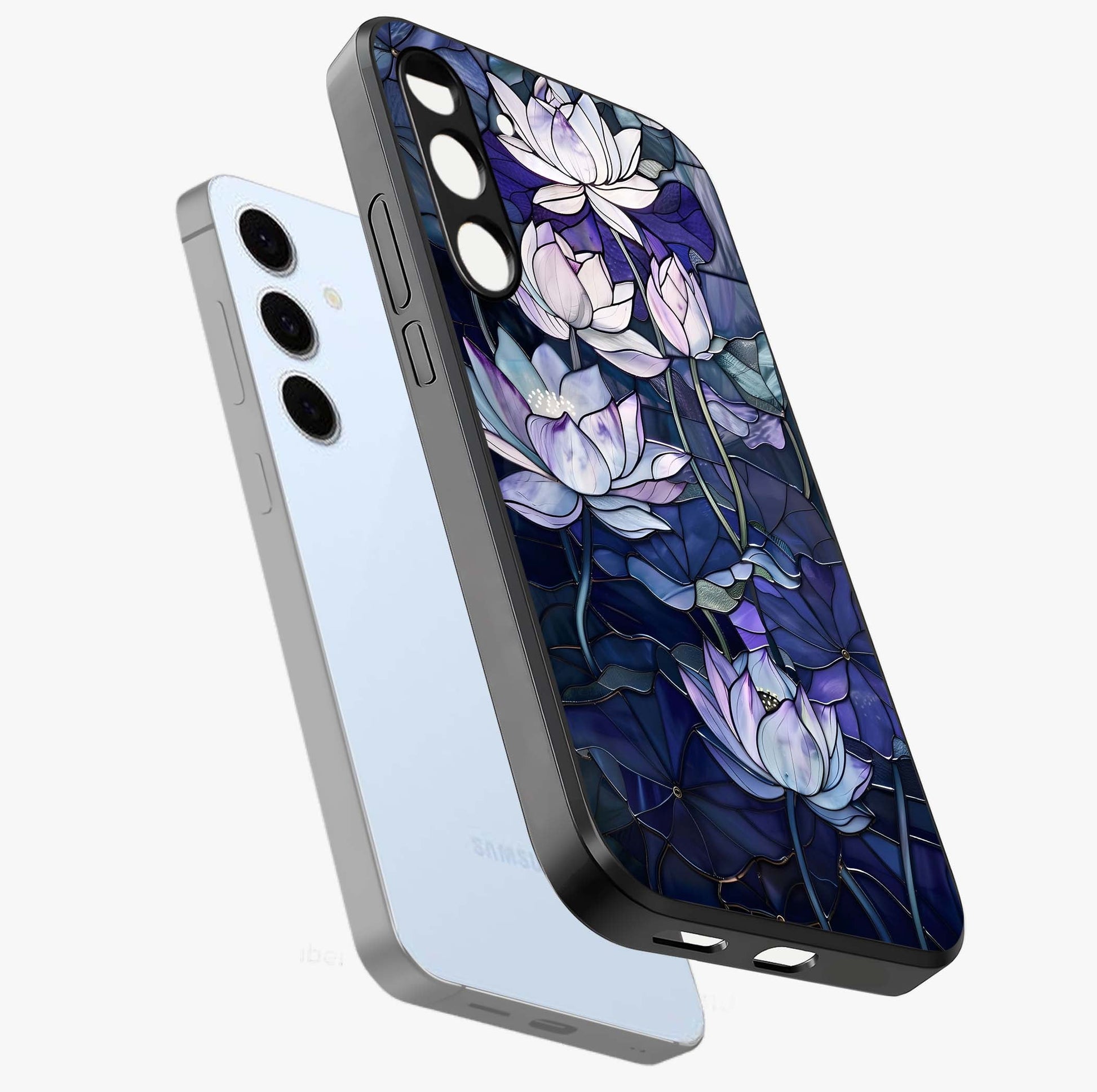Gloss Petal Rush Glass Case displayed in angled mockup highlighting vibrant petal design with elegant floral aesthetic.