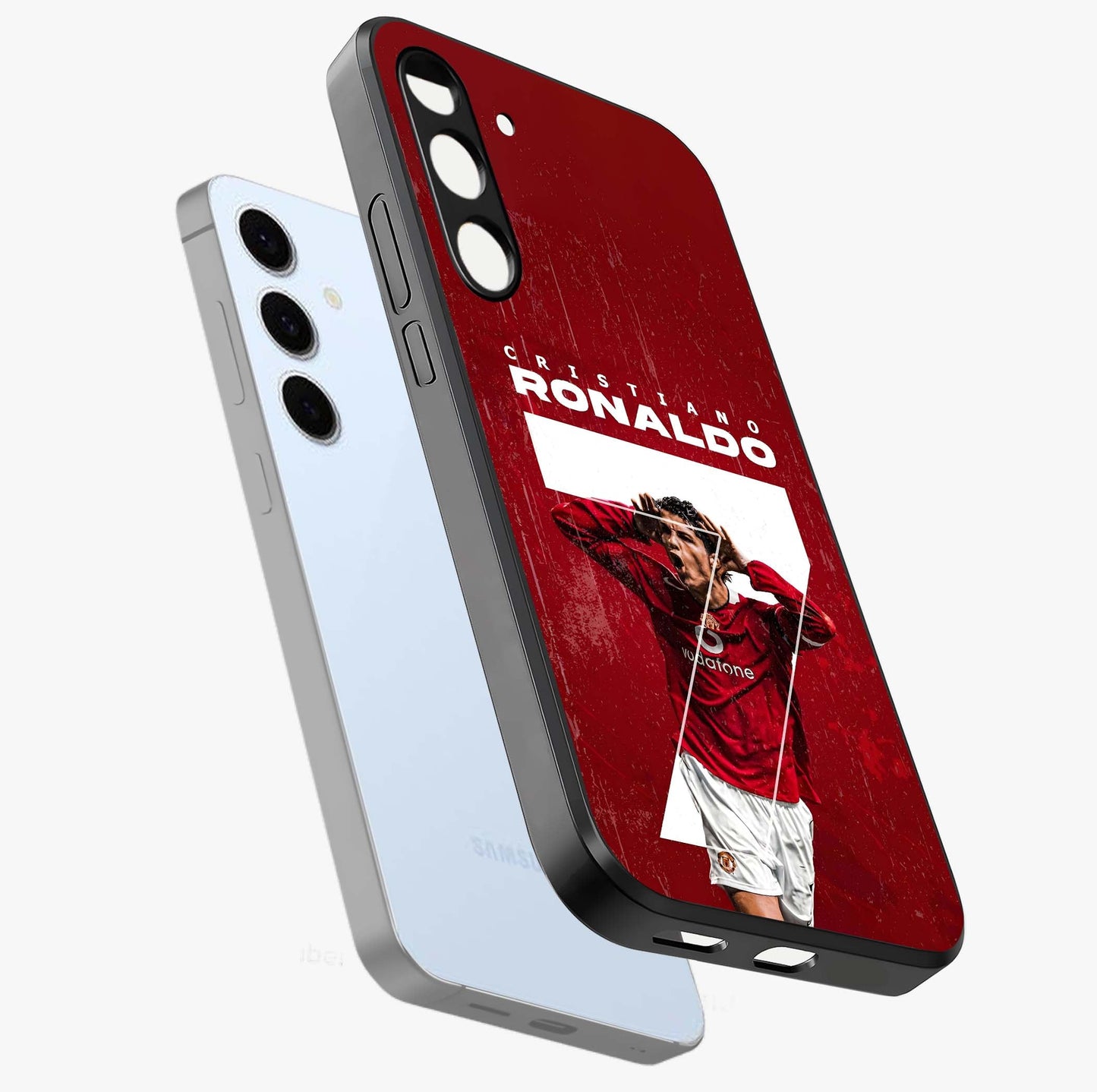 Goal Celebration Legacy Glass Case displayed in angled mockup highlighting energetic sports celebration design with bold athletic theme.
