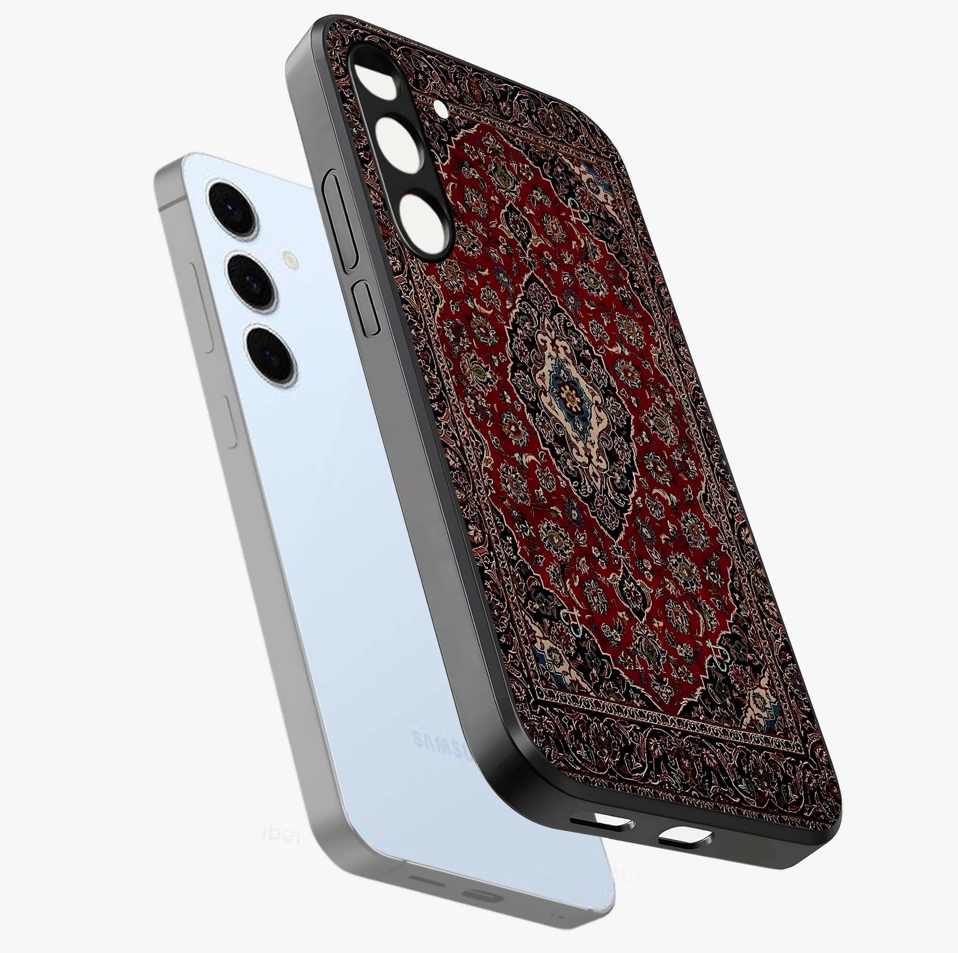 Heritage Carpet Royale Glass Case displayed in angled mockup highlighting intricate royal carpet design with heritage aesthetic.