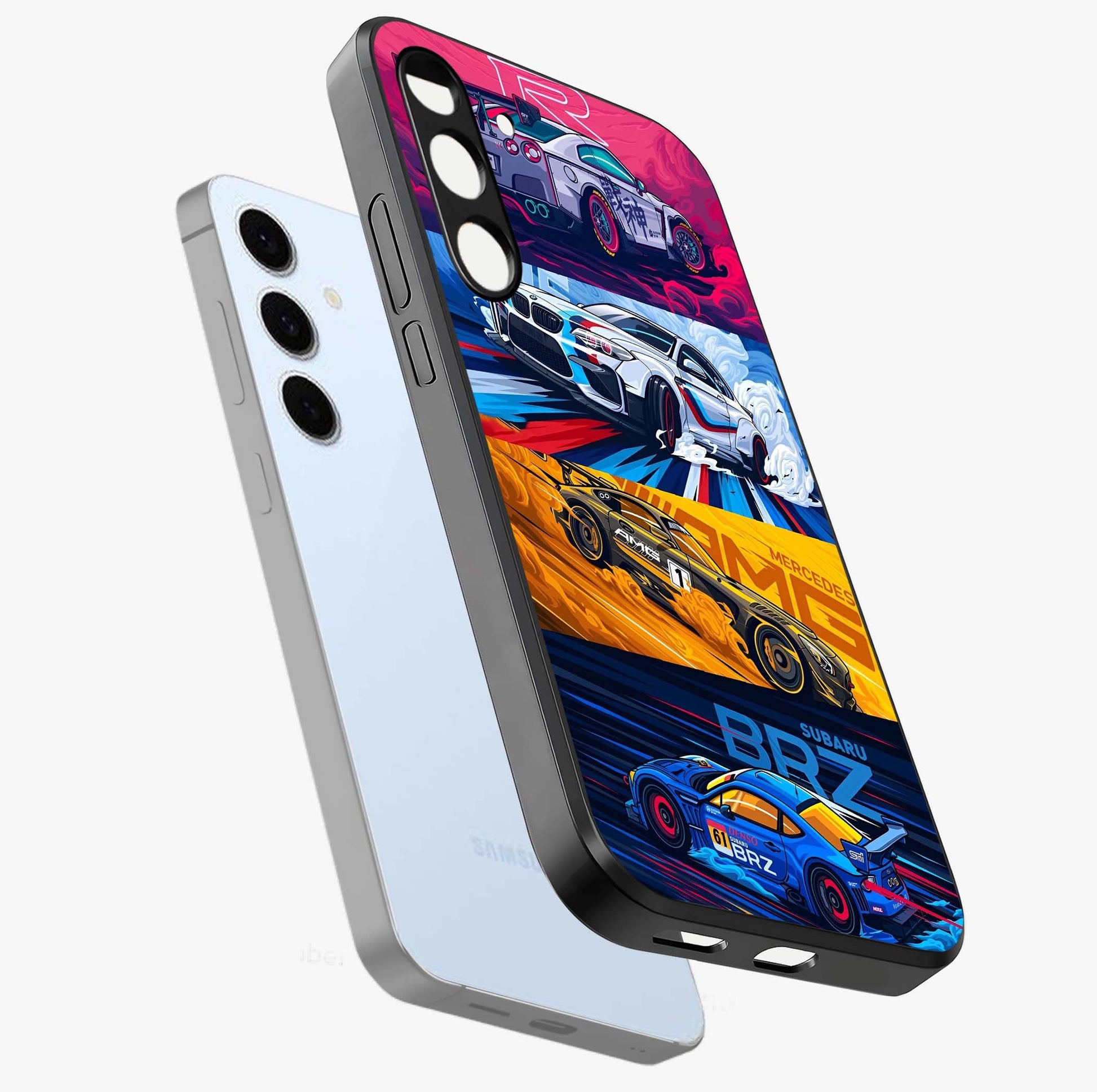JDM Sports Car Glass Case displayed in angled mockup highlighting sleek Japanese racing car design with automotive aesthetic.