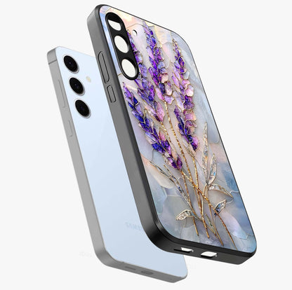 Lavender Dream Glow Glass Case displayed in angled mockup highlighting dreamy purple glow design with soft artistic style.