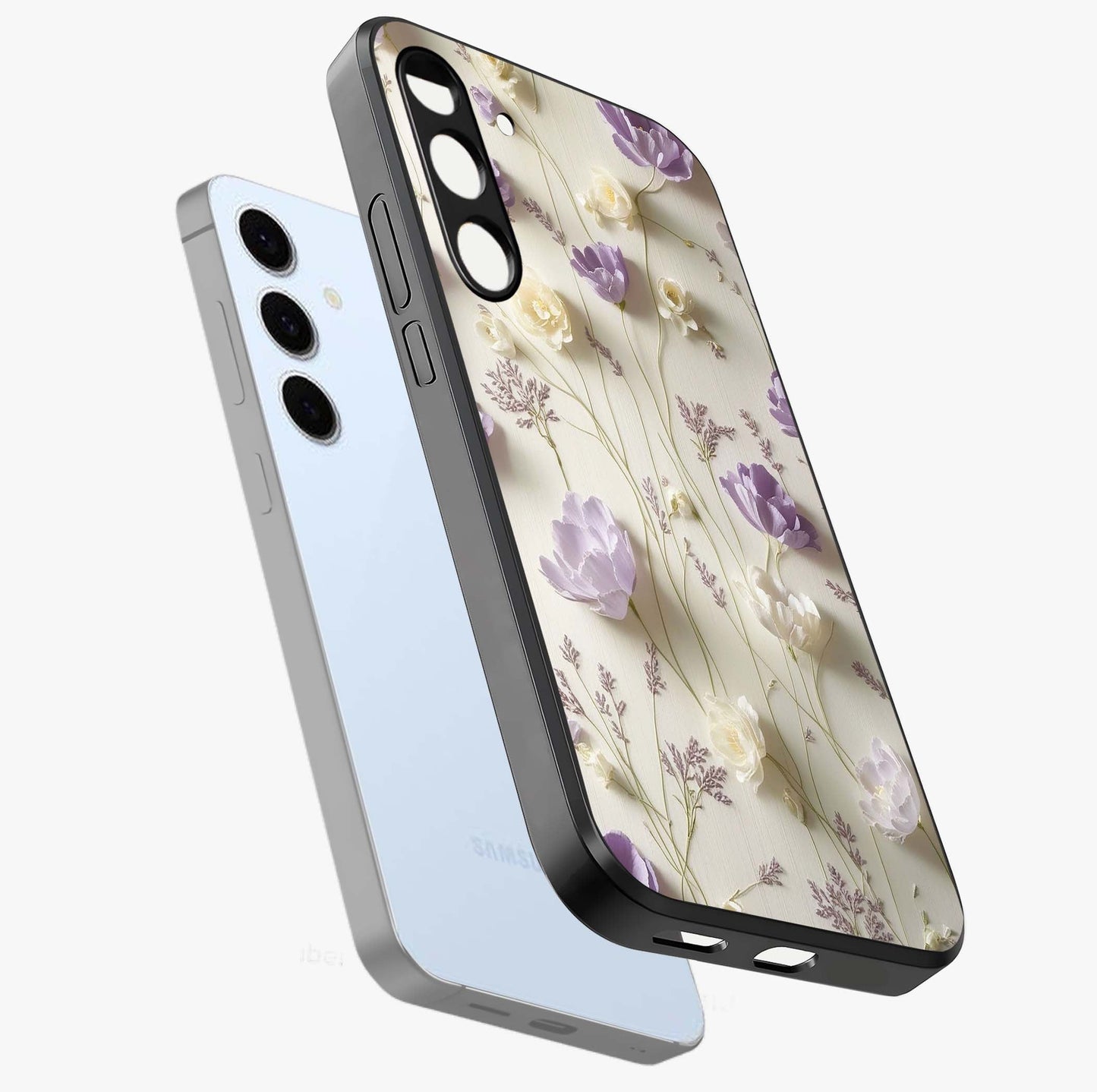 Lilac Breeze Harmony Glass Case displayed in angled mockup highlighting calm lilac breeze design with soothing aesthetic style.