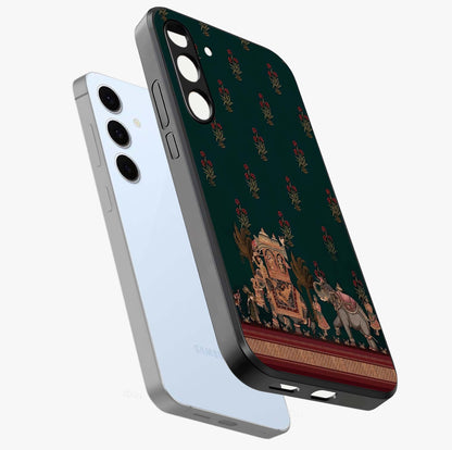 Macmerise Glass Case displayed in angled mockup highlighting trendy graphic design with sleek aesthetic style.