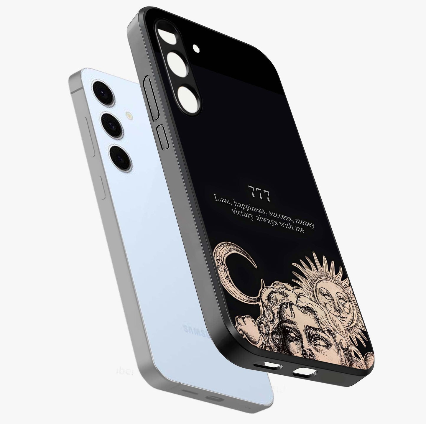 Mystic Victory Aura Glass Case displayed in angled mockup highlighting energetic aura design with bold mystical aesthetic.