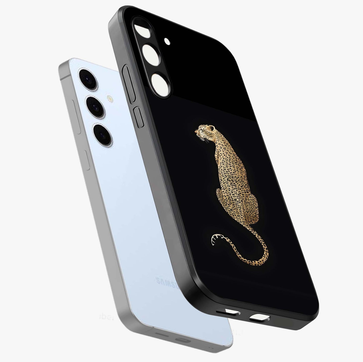 Regal Leopard Glass Case displayed in angled mockup highlighting powerful animal illustration with stylish wild aesthetic.