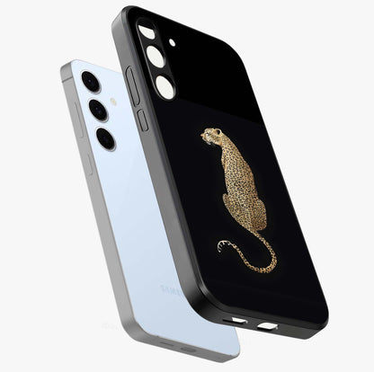 Regal Leopard Glass Case displayed in angled mockup highlighting powerful animal illustration with stylish wild aesthetic.
