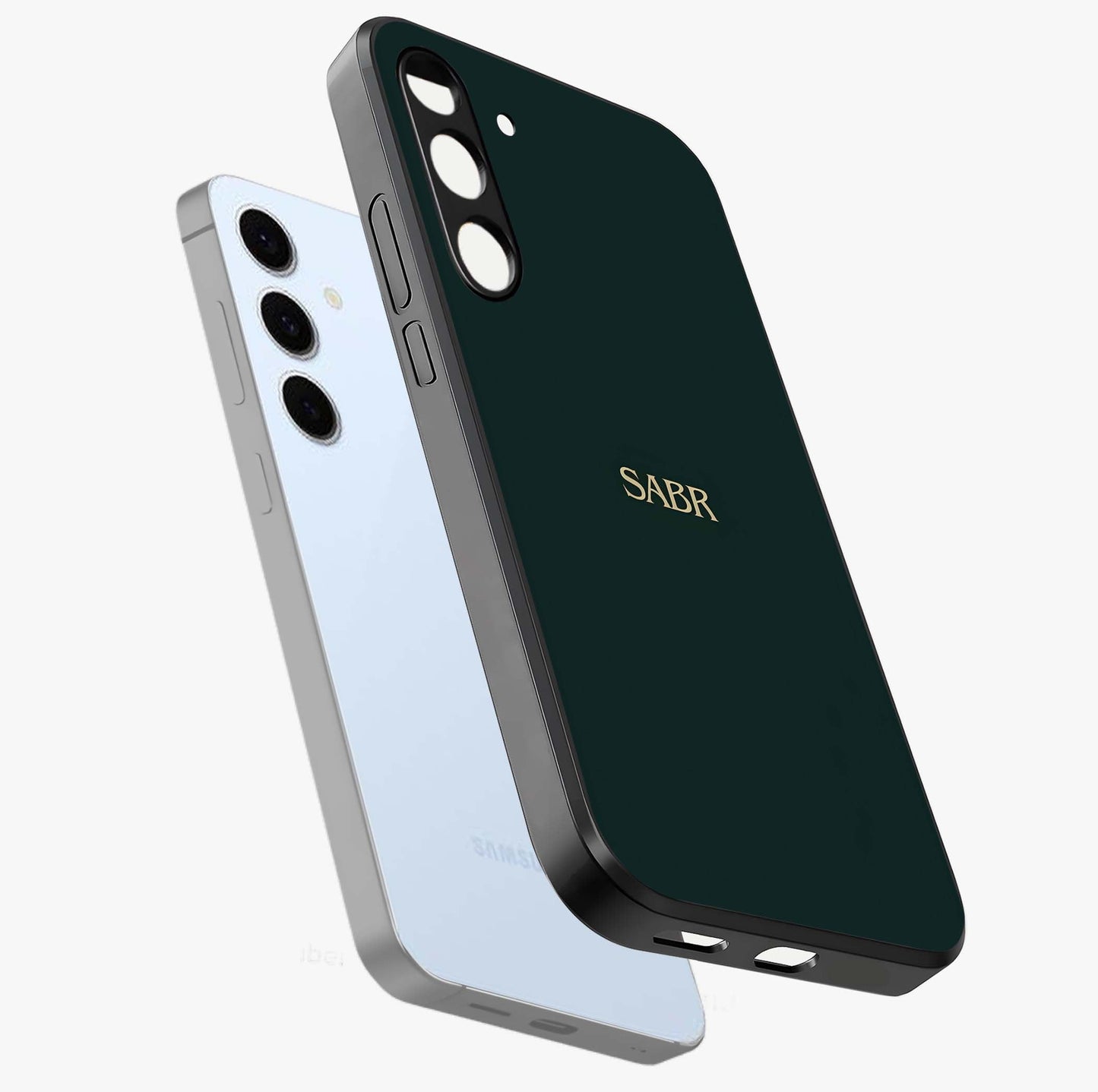 Sabr Minimal Patience Glass Case displayed in angled mockup highlighting simple inspirational design with clean aesthetic style.