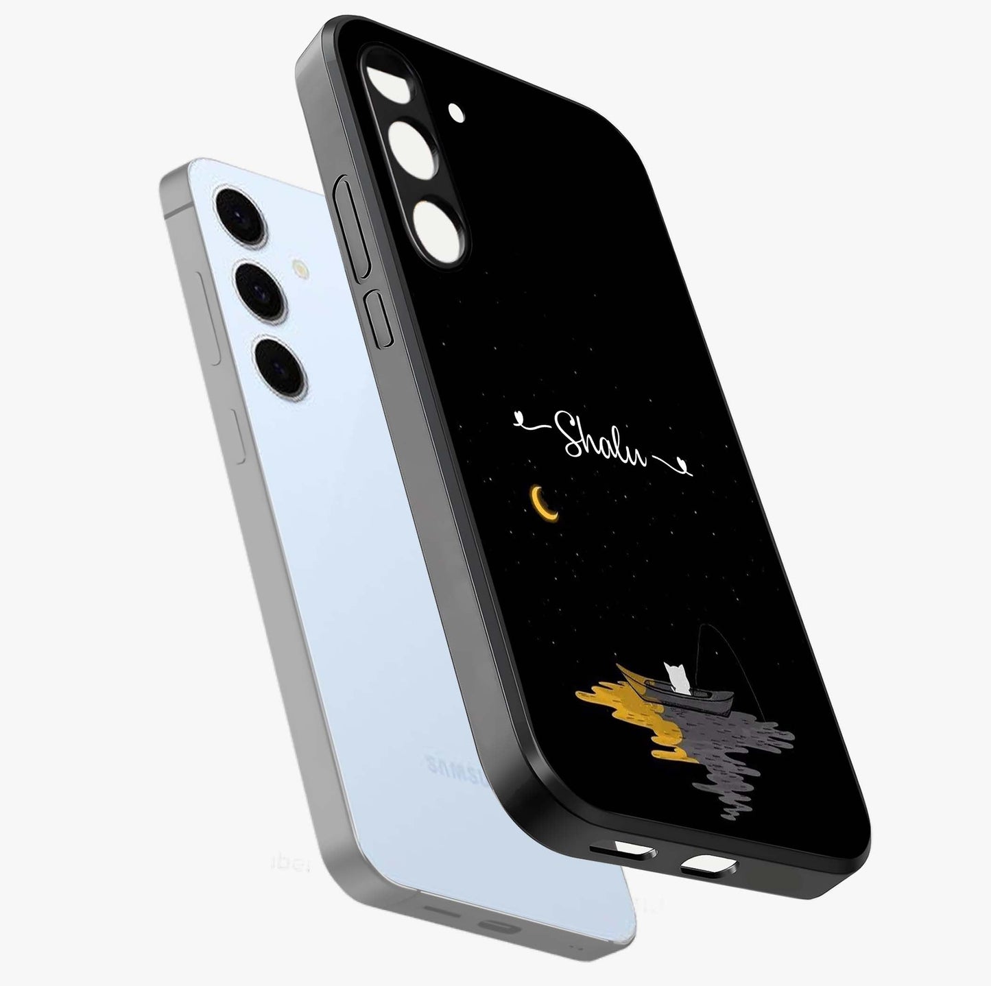 Silent Night Row Glass Case displayed in angled mockup highlighting peaceful evening design with dreamy night aesthetic.