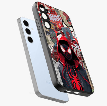 Spider Collage Street Glass Case displayed in angled mockup highlighting dynamic street style collage design with comic aesthetic.
