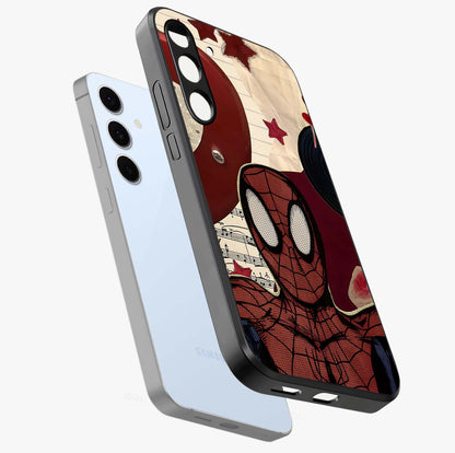 Web Warrior Vibes Glass Case displayed in angled mockup highlighting dynamic web design with comic style aesthetic.
