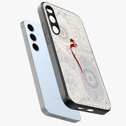 White Aesthetic Bow Glass Case displayed in angled mockup highlighting clean bow design with soft aesthetic style.