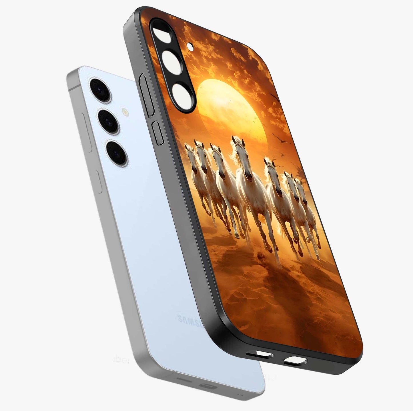 Wild Sunset Majesty Glass Case displayed in angled mockup highlighting vibrant sunset sky design with scenic aesthetic.
