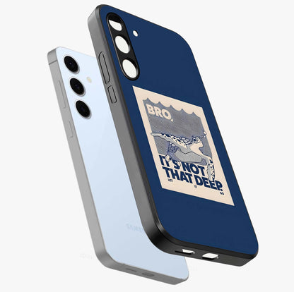 Worry Less Swim Glass Case displayed in angled mockup highlighting fun typography design with relaxed aesthetic style.