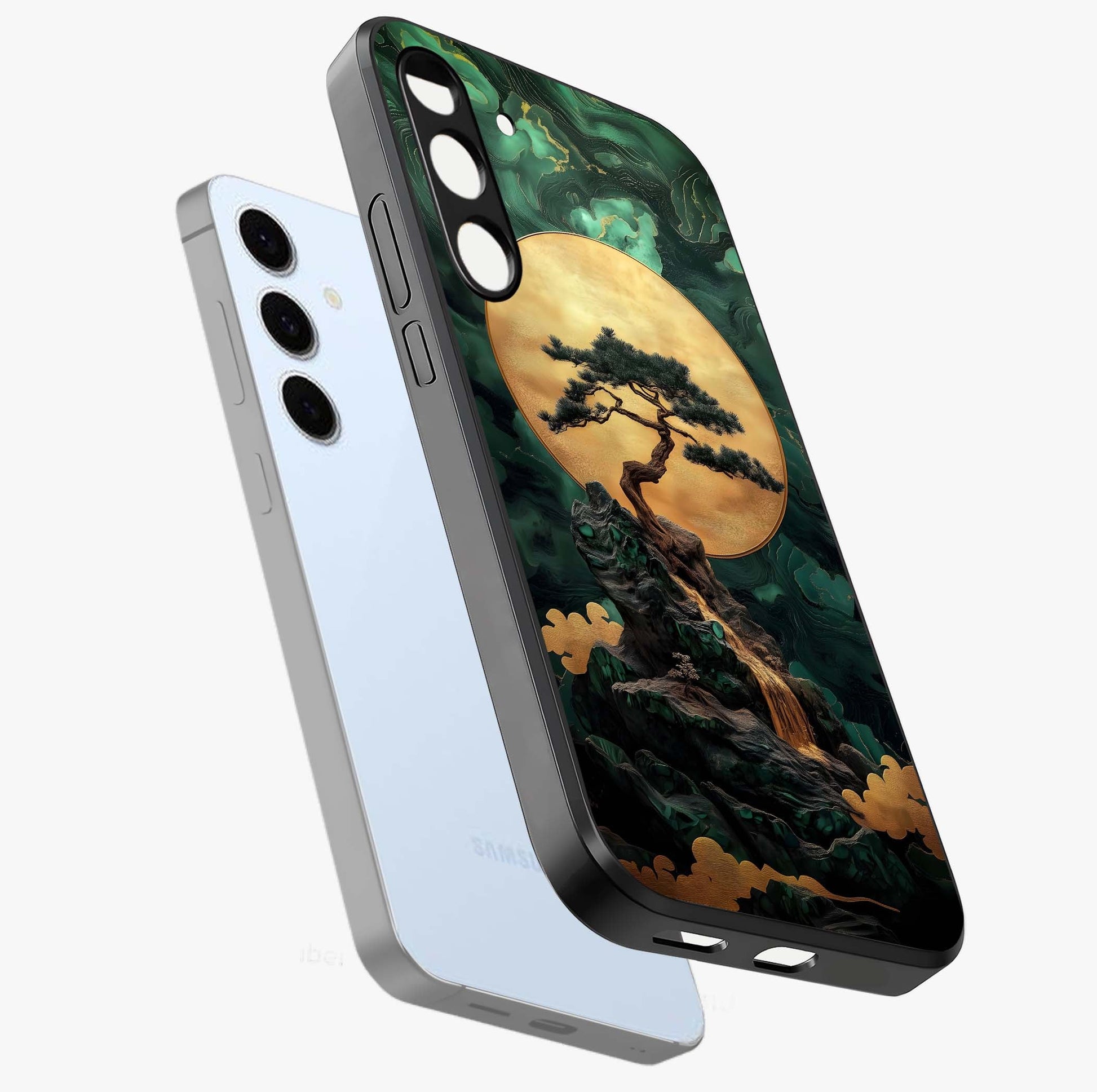 Zen Moon Rise Glass Case displayed in angled mockup highlighting peaceful lunar design with zen aesthetic style.
