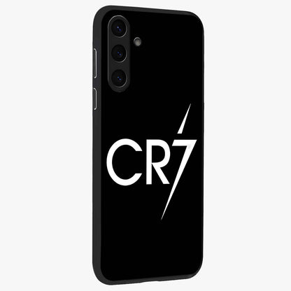 Cr7 Elite Strike Glass Case upright view showcasing energetic football inspired design with modern sports aesthetic.