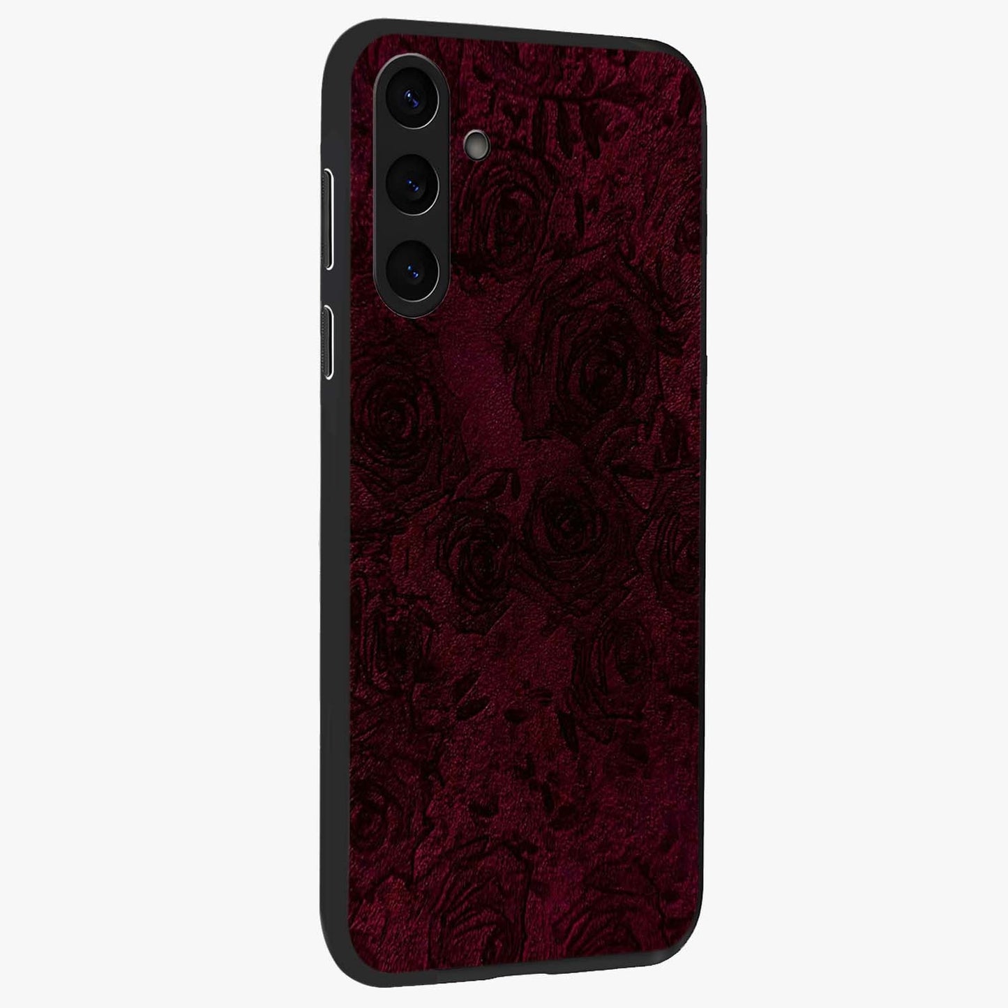 Crimson Fade Flow Glass Case upright view showcasing dynamic crimson flow artwork with stylish abstract theme.