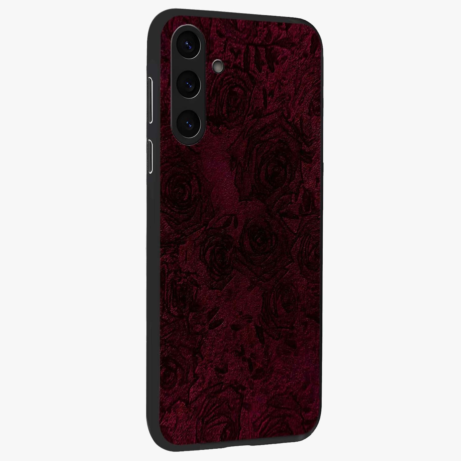 Crimson Fade Flow Glass Case upright view showcasing dynamic crimson flow artwork with stylish abstract theme.
