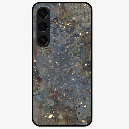 Aesthetic Astrolophia Glass Case showing flat back view with dreamy aesthetic design and glossy glass finish.