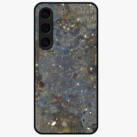Aesthetic Astrolophia Glass Case showing flat back view with dreamy aesthetic design and glossy glass finish.