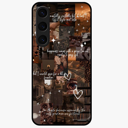 Bittersweet Aesthetic Chaos Glass Case showing flat back view with artistic chaotic aesthetic design and glossy glass finish.
